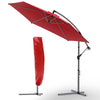 VOUNOT 3m Cantilever Garden Parasol, Banana Patio Umbrella with Crank Handle and Tilt, Red