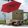 VOUNOT 3m Cantilever Garden Parasol, Banana Patio Umbrella with Crank Handle and Tilt, Red