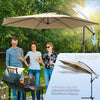 VOUNOT 3m Cantilever Garden Parasol, Banana Patio Umbrella with Crank Handle and Tilt, Khaki