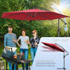 VOUNOT 3m Cantilever Garden Parasol, Banana Patio Umbrella with Crank Handle and Tilt, Red