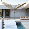 VOUNOT 3m Cantilever Garden Parasol, Banana Patio Umbrella with Crank Handle, Wind Protection Strap and Tilt, Khaki