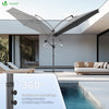 VOUNOT 3m Cantilever Garden Parasol, Banana Patio Umbrella with Crank Handle, Wind Protection Strap and Tilt, Grey