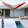 VOUNOT 3m Cantilever Garden Parasol, Banana Patio Umbrella with Crank Handle and Tilt, Red