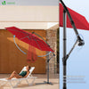VOUNOT 3m Cantilever Garden Parasol, Banana Patio Umbrella with Crank Handle and Tilt, Red