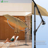 VOUNOT 3m Cantilever Garden Parasol, Banana Patio Umbrella with Crank Handle and Tilt, Khaki