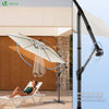 VOUNOT 3m Cantilever Garden Parasol, Banana Patio Umbrella with Crank Handle, Wind Protection Strap and Tilt, Beige