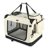 VOUNOT Pet Carrier Bag Portable Foldable Dog Cat Travel Carrier Bag, 3 Entry Doors, Breathable Mesh and Padded Handles, L Beige - VOUNOTUK