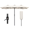 VOUNOT Double Garden Parasol with Hand Crank with Cover, 4.6m Beige