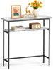 VOUNOT Narrow Console Table, 2-Tier Metal Frame Entryway Table 80x24x80cm, White