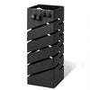 VOUNOT Metal Umbrella Stand, Freestanding Holder with Drip Tray & 4 Hooks, Diagonal Pattern, Black
