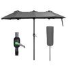 VOUNOT 3m Double Garden Parasol Table Umbrella, with Crank Handle Cover Grey