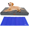 VOUNOT Dog Bed with Cooling Mat, Wahsable Pet Mattress Crate Cushion, Grey 91x70x9cm - VOUNOTUK