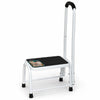 VOUNOT Folding Step Stool Metal w/ Handle, Anti-Slip Platform 38x26cm, White