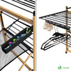 VOUNOT Large Clothes Airer Foldable 2-Level with Wings & Casters Black&Wood Look - VOUNOTUK