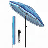 VOUNOT 2m Tilting Garden Parasol UV50+ with Ground Anchor, Mixed Blue Stripe