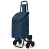 VOUNOT 6 Wheels Stair Climbing Shopping Trolley, 32L Navy Blue