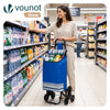 VOUNOT 6 Wheels Stair Climbing Shopping Trolley, 32L Blue