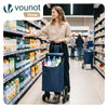 VOUNOT 6 Wheels Stair Climbing Shopping Trolley, 32L Navy Blue