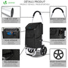 VOUNOT Folding Shopping Trolley with Detachable bag, 2 Mudguard wheels 55L Black