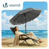 VOUNOT 2m Tilting Garden Parasol UV50+ with Ground Anchor, Grey