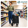 VOUNOT Folding Shopping Trolley with Detachable bag, 2 Mudguard wheels 55L Black