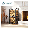 VOUNOT Firewood Log Rack with 4pcs Fireplace Tools, Metal Log Store Indoor, Black, 38 x 33 x 75 cm