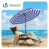 VOUNOT 2m Tilting Garden Parasol UV50+ with Ground Anchor, Blue Stripe