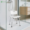 VOUNOT Adjustable Shower Stool w/Backrest Bath Seat Max Load 136 kg, White