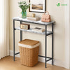 VOUNOT Narrow Console Table, 2-Tier Metal Frame Entryway Table 80x24x80cm, White