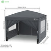 VOUNOT 3m x 3m Pop Up Gazebo with Sides & 4 Weight Bags & Carry Bag, Grey - VOUNOTUK