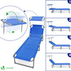 VOUNOT Textilene Folding Sun Loungers Set of 2 with Backrest & Sunshade, Blue