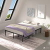 VOUNOT Large Double Bed Frame 150x200cm, Sturdy Metal - 36cm Height, Black