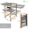 VOUNOT Large Clothes Airer Foldable 2-Level with Wings & Casters Black&Wood Look