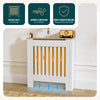 VOUNOT Radiator Cover Cabinet with Vertical Slats, White Oak, 78x19x82 cm