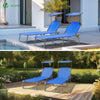 VOUNOT Textilene Folding Sun Loungers Set of 2 with Backrest & Sunshade, Blue
