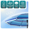 VOUNOT 2m Tilting Garden Parasol UV50+ with Ground Anchor, Mixed Blue Stripe