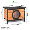 VOUNOT Cat House Wooden Kitten Home with Cat Ear Design Door 57x45x43cm