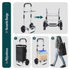 VOUNOT Folding Shopping Trolley with Cool Bag, 2 Mudguard wheels 57L Black