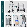 VOUNOT Folding Shopping Trolley with Cool Bag, 2 Mudguard wheels 57L Grey