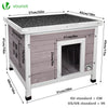 VOUNOT Cat House Wooden Kitten Home Outdoor Pet Shelter 57x45x43cm, Grey - VOUNOTUK