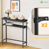 VOUNOT Narrow Console Table, 2-Tier Metal Frame Entryway Table 80x24x80cm, Black