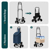 VOUNOT 6 Wheels Stair Climbing Shopping Trolley, 32L Navy Blue
