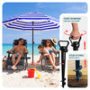 VOUNOT 2m Tilting Garden Parasol UV50+ with Ground Anchor, Blue Stripe