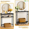 VOUNOT Narrow Console Table, 2-Tier Metal Frame Entryway Table 80x24x80cm, Black