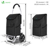 VOUNOT Folding Shopping Trolley with Detachable bag, 2 Mudguard wheels 55L Black