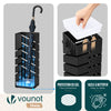 VOUNOT Metal Umbrella Stand, Freestanding Holder with Drip Tray & 4 Hooks, Diagonal Pattern, Black
