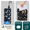 VOUNOT Metal Umbrella Stand, Freestanding Holder with Drip Tray & 4 Hooks, Hexagon Pattern, Black