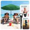VOUNOT 2m Tilting Garden Parasol UV50+ with Ground Anchor, Green