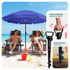 VOUNOT 2m Tilting Garden Parasol UV50+ with Ground Anchor, Blue
