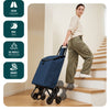 VOUNOT 6 Wheels Stair Climbing Shopping Trolley, 32L Navy Blue